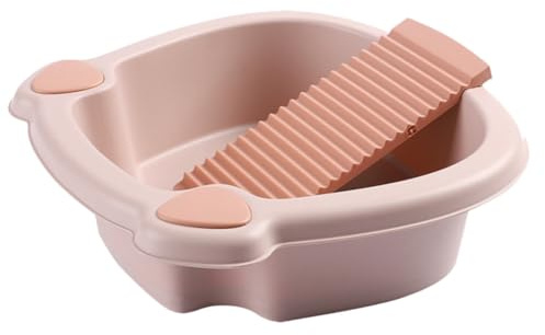 Hemoton Washboard Basin for Hand Washing Clothes 11.41X11.41X3.74In Lightweight Portable Laundry Basin with Scrub Surface for Small Delicate Garments Dormitory Travel Use