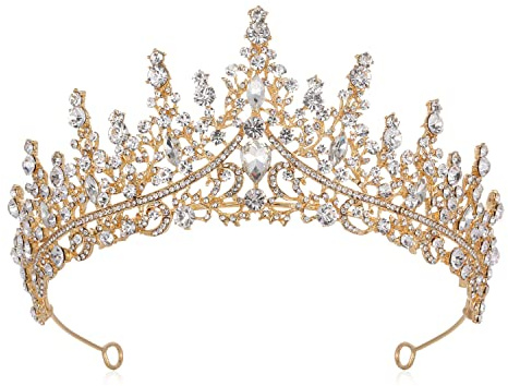 Hochzeit Braut Kristall Tiara Strasssteine Mädchen Haar Krone Prinzessin Stirnband Krone Haarschmuck für Hochzeit Verlobung Geburtstag Party Schönheitswettbewerb Bühnenauftritte,Gold