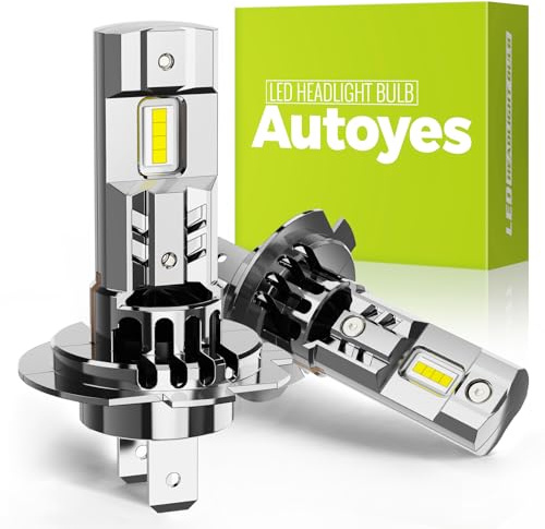 Autoyes H7 LED Headlight Bulb, 22000LM White H7 Headlight Bulb Canbus Error Free, 700% Brighter 1:1 Size 6500K Car h7 LED, No Adapter Required Plug and Play Bulb, Pack of 2