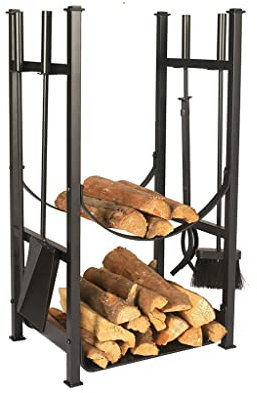 Étagère de Rangement pour Bois de Chauffage, revêtement de Sol en Fer Simple, étagère de Rangement pour Bois de Chauffage, étagère à Outils, étagère en Bois (Noir)