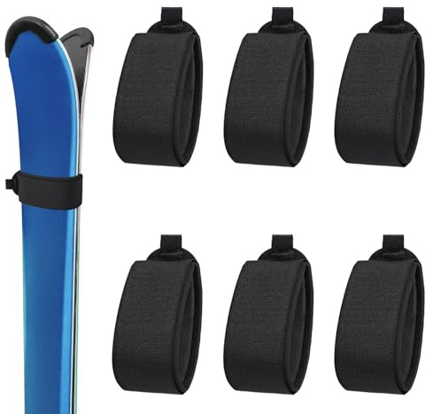 BOXOB 6 Stück Ski Befestigungsbänder, 48,4x5,4cm Skibänder mit Schutzpolstern Ski Trägergurt Aufbewahrung Ski Zubehör für Skibretter Skistöcke Wintersport
