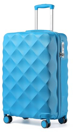 British Traveller Handgepäck Koffer Hartschalenkoffer TSA Schloss, Hellblau | 34L Handgepäck Trolley für Kurzreisen. Leichter ABS+PC Koffer mit TSA Schloss, 360° Rollen und praktischer Innenaufteilung
