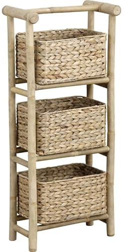 TENDANCE Etagère Canne de Bambou 3 paniers Jacinthe