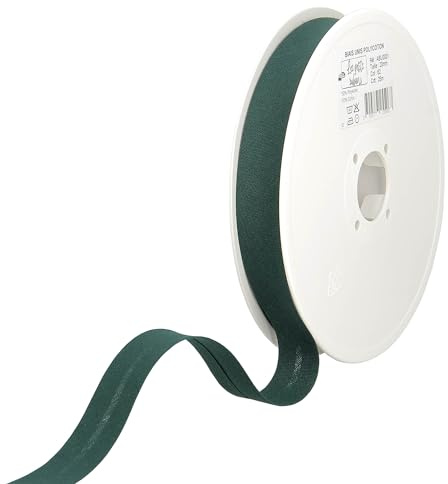 Les Petits Rubans Schrägband – 20 mm breit, gefaltet 10 mm, 25 m Rolle, 50% Baumwolle, 50% Polyester, Bordüre zum Nähen, Banner, Polster, Möbel, Paspeln, Kleidung, Decken