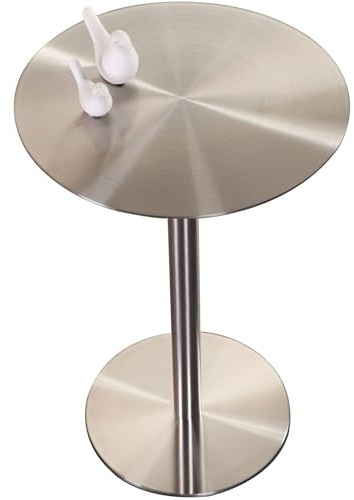 Rostfritt stål Litet runt bord, Cocktailbarbord Bistro Pubbord Soffbord Bänkhöjd Matbord, Modern stil Frukostbord Slutbord - Silver (Size : 50x50x75cm)