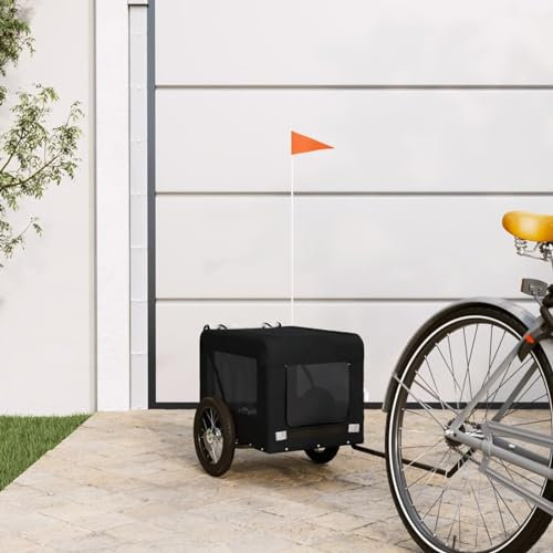 CIADAZ Dog Bike Trailer Black Oxford Fabric&Iron, Scooter Trailer, Bike Basket, Dog Bike Carrier, Dog Wheelchair, Dog Cart - 93912