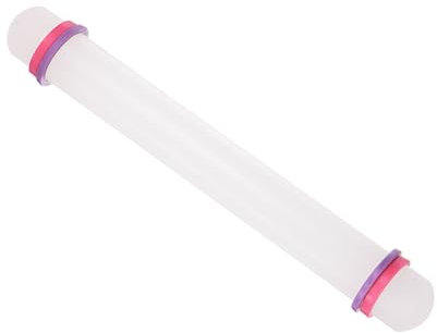 CoCud Mattarello Pasta Zucchero Lunghezza 9 Anelli Guida Antiaderenti Plastica PP Rullo Pasta Fondente - (APPlicazioni: Argilla Cottura Pasta Zucchero Fai-Da-Te)