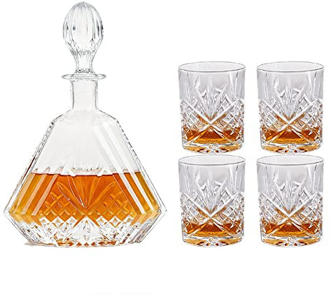 YOtat Verres À Vin Verres À Whisky en Cristal Verres À L'Ancienne Ensemble De 6 Verres À Whisky Verres À Whisky Clairs Cadeau pour Petit Ami (Ensemble De 4 Tasses)