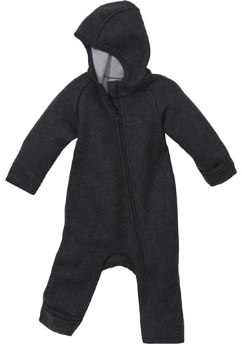 Disana ZIPP-OVERALL Baby & Kinder - 100% Bio-Merino, Wollwalk – atmungsaktiv & angenehm wärmend - unisex Gr. 50 – 116 – nachhaltig & fair – mit Reißverschluss - made in Germany | Anthrazit Gr. 86-92