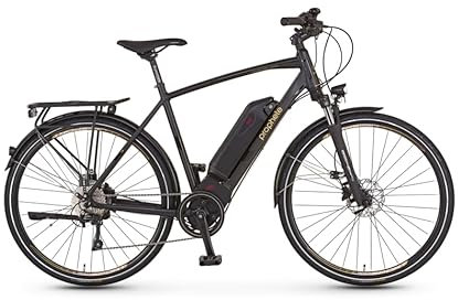 Prophete E-Bike Entdecker Esport 28 Herren – 250W Mittelmotor, 140 km Reichweite, 10-Gang, AEG LCD Display, 70 Lux LED Scheinwerfer, Hydr. Scheibenbremsen, Schwarz Matt
