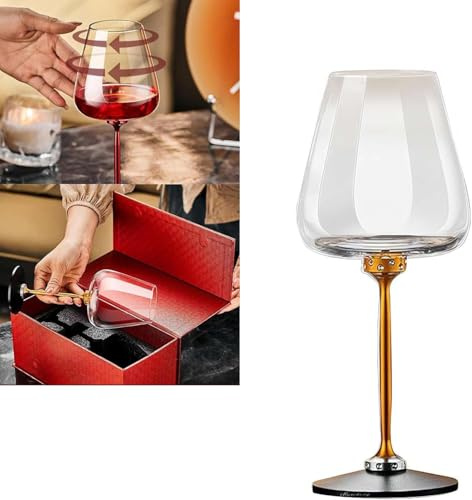 HFLWYWD Decanter per Vino Rotante Con Cristalli, Calici Creativi, Bicchiere di Cristallo per Vino Rosso o Bianco Con Tazza Rimovibile - Idea Regalo per Natale e Halloween