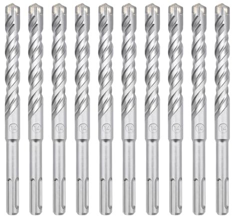 hsawbit Steinbohrer-Set, Werkzeug mit SDS-Plus-Schaft, 14 mm x 160 mm, Hammerbohrer, Steinbohrer, Wolframkarbid-Spitze für Beton, Ziegel, Zementwände, Stein, 10 Stück