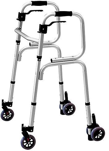 vanenferse Button-Klapp-Gehhilfe Mit Rollen, Rollende Gehhilfe, Leichtes Aluminium-Gehgestell Und Feststellbare Bremsen, Unterstützte Gehhilfe Für Senioren, Höhenverstellbar Von 155–188 cm