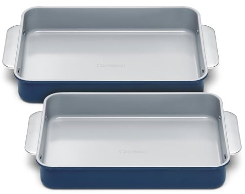 Caraway Non-Stick Ceramic 9”x13” Rectangle Pan Duo - Naturally Slick Ceramic Coating - Non-Toxic, PTFE & PFOA Free - Perfect for Brownies, Lasagnas, and More - Navy