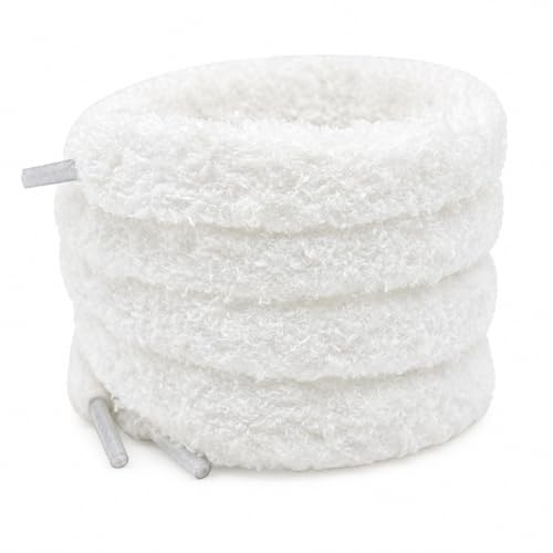 XIANMY Lacets en Peluche pour Chaussures Plates et moelleuses 1,5 cm Cordons de Rechange pour Baskets Chaussures de Sport Chaussures décontractées Bottes 140 cm Blanc