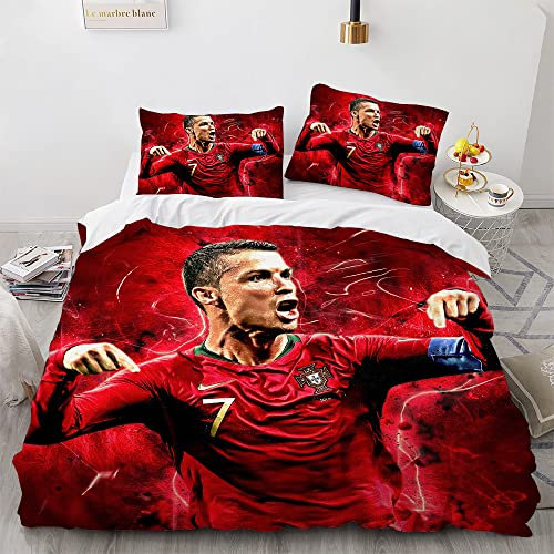 Generisch Football Star Bed Linen Set, Red, 135 x 200 cm, 80 x 80 cm