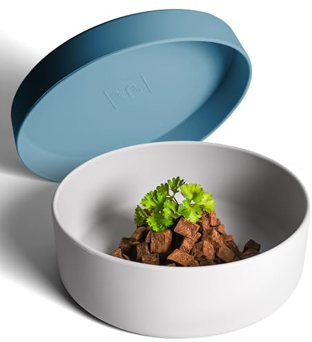 ne&no® Silikon Hundenapf 1200 ml mit Deckel für kleine und mittelgroße Hunde | im Kühlschrank luftdicht verschlossen | Futternapf Hund rutschfest | Fressnapf Hund Set
