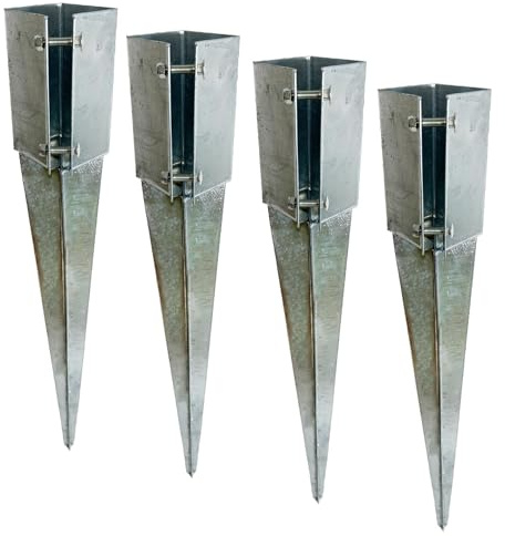 Fence Post Holder Support Drive in Spike Galvanised 75 x 75 x 750mm 4PK