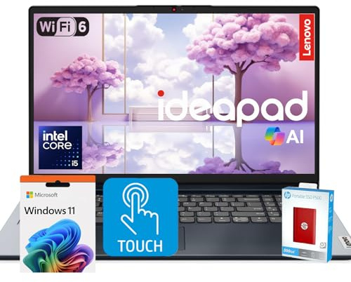 Lenovo Ordinateur portable IdeaPad Premium Series • Écran tactile 15,6 FHD • Processeur Intel Core i5 10 cœurs • 16 Go de RAM • SSD de 1 To (SSD PCIe 512 Go avec SSD portable HP P500 512 Go) •