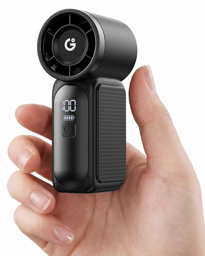gaiatop Portable Handheld Mini Fan, 6 Speeds 16900 RPM High Velocity Personal Summer Essential with LED Display, USB Rechargeable, with Lanyard for Makeup, Travel, Outdoor, Gift for Women Girl, Black