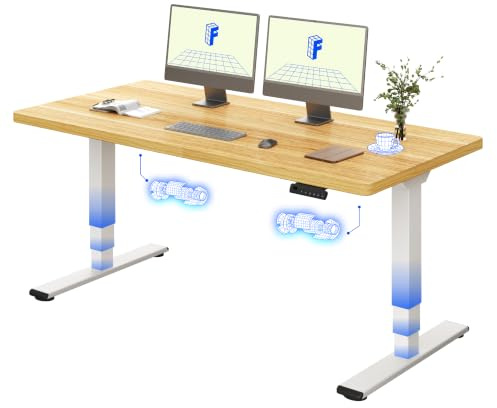 FLEXISPOT Höhenverstellbarer Schreibtisch mit Dualmotor 160×80 cm | 3-stufigem Gestell – Ergonomischer Standing Desk für Kreative, Multiscreen & Home Office, 100 kg Tragkraft (Ahorn+Weiß)