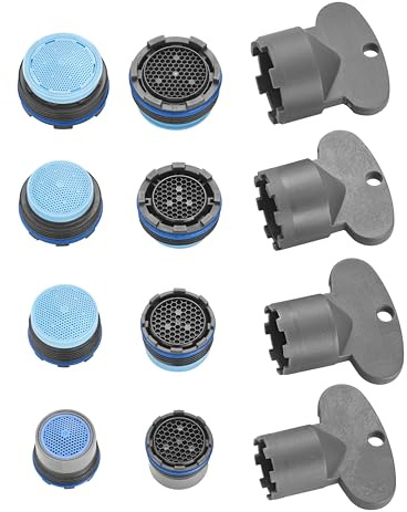 2xM24, 2xM21.5, 2xM18.5, 2xM16.5 PERLATOR® Einschraubstrahlregler inkl. 4 Schlüssel ~ 15 l/min Original Perlator Wasserhahn Einsätze Set für Armaturen mit Innengewinde