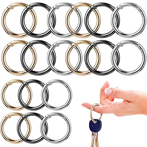 HOMSFOU 30 Pcs Round Clips Snap Clip Hooks Keychain Rings Bag Strap Rings for Handbags Craft Projects Secure Fastening