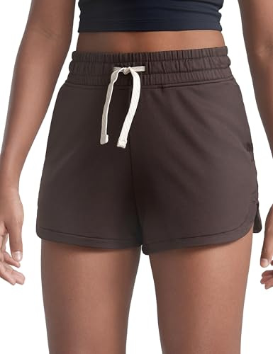 CRZ YOGA Girls Cloud Jersey Dolphin Sweat Shorts | High Waisted, Comfy Brushed Knit, Casual, Pockets, for Teen