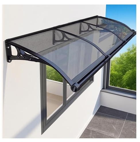 NOIRDA Auvent De Porte Extérieure, Auvent De Véranda avec Support en Aluminium, Drainage des Deux Côtés, Toit Marquise en Polycarbonate pour Protection UV, Pluie Et Neige(Gray,100x120cm/40x48in)