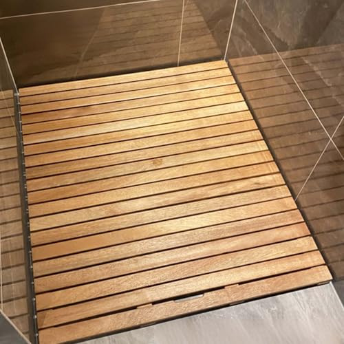 Plataforma de Ducha de Madera de 30-120 cm, Alfombrilla de baño con Listones para duchas Interiores y Exteriores, SPA, Sauna, Piscina, Jacuzzi, Antideslizante y de Secado rápido.(80x40cm/31x16in)