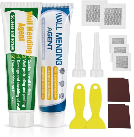 2026 New White Drywall Wall Filler Repair Kit,Waterproof Wall Spackle Repair Paste with 5 PCS Patch, Sandpaper, Scraper, Fills Holes Cracks in Surface Drywall Filler Ready Mixed for Holes Patch