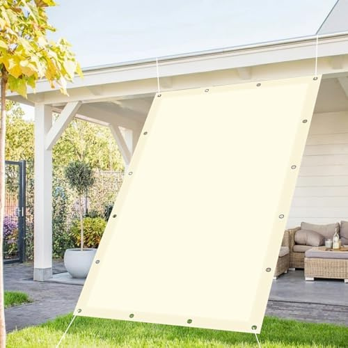 Toile Ombrage 200 x 380 cm Toile PES Résistant à l'eau d'ombrage Protection Solaire Protection UV pour Jardin Extérieur Terrasse Cour, Ivoire
