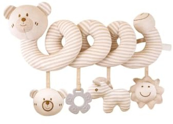 Bankeep Jouet de Poussette Bébé, Spirale d'Activité avec Animaux en Peluche Suspendu pour Lit, Siège Voiture - Jouets Sensoriels de Développement
