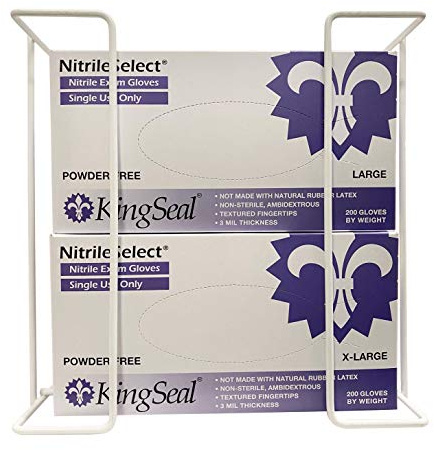 Disposable Glove 2-Box Wire Rack, Wall Mounted Double Box Holder - 1 Double Rack for Larger Sized Boxes