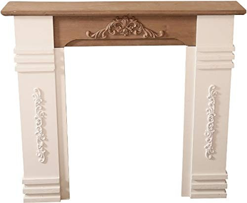 Casa Padrino Landhausstil Kaminumrandung Antik Weiß/Braun 110 x 22 x H. 98 cm - Shabby Chic Möbel