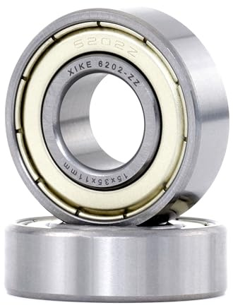 XiKe 2x Kugellager 6202ZZ 15x35x11mm, 100Cr6 Lagerstahl und Vorgeschmiert, Doppelte Metalldichtung.