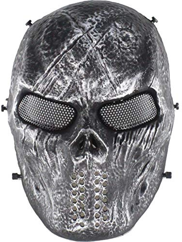 Lejie Taktische Maske CS-Schutzmaske Halloween Airsoft Paintball Vollgesichtsschädel-Skelettmaske
