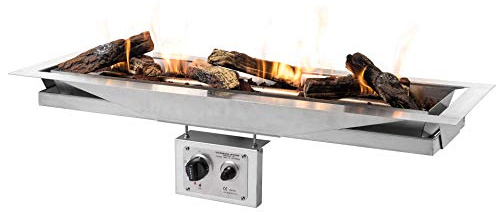 MANIA Feuertisch Einbaumodell für den Garten - Gas Feuerstelle ohne Rauch, Funken, Glut & Asche - Gaskamin Outdoor mit 17,5 kW rechteckig 99 x 32 x 24 cm - Gasfeuerstelle Terrassenkamin Kaminfeuer