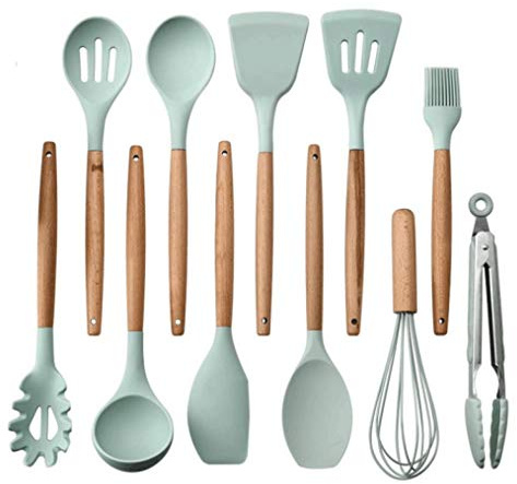 Ustensiles De Cuisine Silicone,12 PCS Silicone Ustensiles de Cuisine Ustensiles de Cuisine Ensemble Résistant À La Chaleur Cuisine Ustensiles de Cuisson Anti-Adhésifs Outils De Cuisson Avec Boîte De