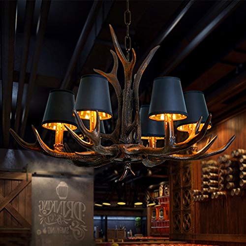 Vintage Faux Geweih Kronleuchter Retro Harz Pendelleuchten Schlafzimmer Antik E14 Ländliche Hängelampe Bar Cafe Restaurant Dekoration Hängende Beleuchtung Wohnzimmer Korridor Droplight Deckenleuchte