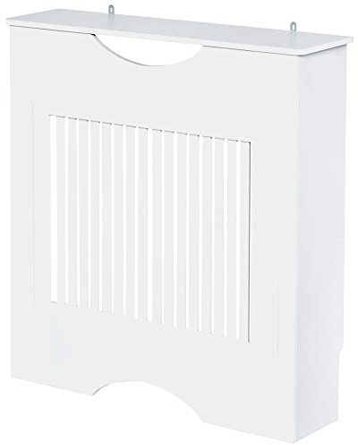 HOMCOM Cache-radiateur à Lattes Couvercle de Radiateur en Bois Design Contemporain pour Salon Salle de Séjour Chambre 78 x 19 x 82 cm Blanc