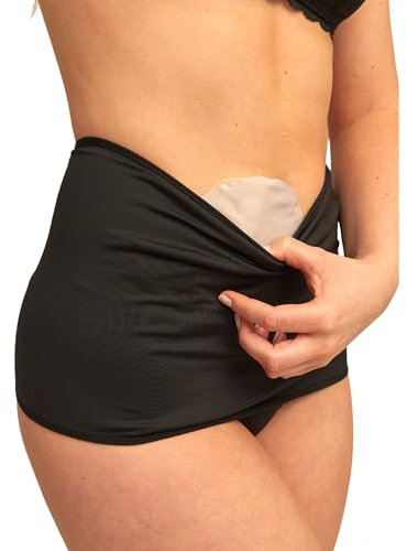 SIIL Stomawickel schwarz, Stomabekleidung mit Innentasche für den Beutel, Stomabadebekleidung, Stomawäsche, Stomabeutelüberzug | Medium