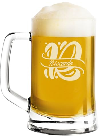 fashwork Boccale da Birra PERSONALIZZATO 50 cl inciso con Nome Frasi Anno Anni Compleanno Idea Regalo PERSONALIZZABILE Papà Nonno Zio Padrino Natale SanValentino