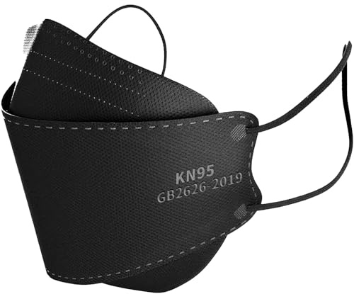 Edith qi KN95 Face Masks 50 PCS, Individually Wrapped, 5 Ply Black Disposable KN95 Masks for Adults Filter Efficiency 95%, Protection against PM 2.5 Smoke Particles