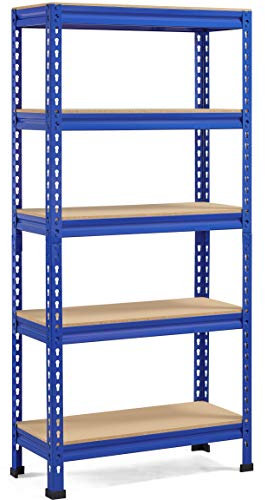 Yaheetech Garage Storage shelves 5 Tier Garage Shelving Units,Heavy Duty Racking shelves for Home/Office/Workshop/warehouses,150KG Per Shelf/750KG Capacity,Blue 70x30x150cm(LxWxH)