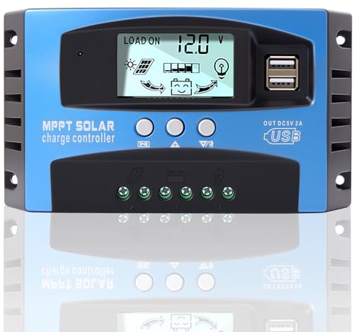 Yoving 100A MPPT Laderegler Solarregler 12V 24V Automatisch, Solarladeregler für Solarpanel/Batterie, IP67 Wasserdicht mit LCD Display