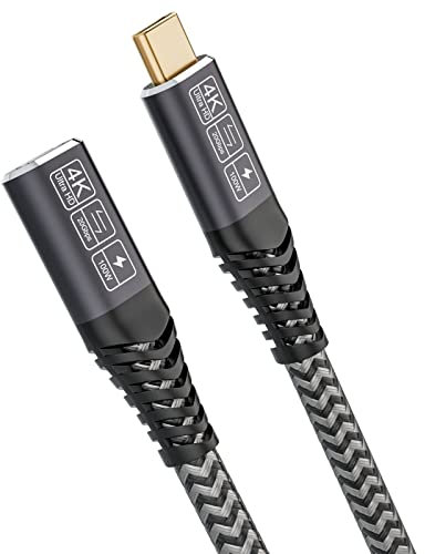 CAKOBLE Verlängerungskabel Gen2, 1 m, 20 Gbps, 100 W/5 A, Verlängerung männlich und weiblich, kompatibel mit USB C 3.2, USB 3.1, USB 3.0, 4 K @ 60 Hz für Hub/Dell XPS/USB C Ladegerät