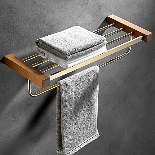 FLBT Handtuchhalter, Badezimmer-Handtuchhalter, Wand-Handtuchhalter, Handtuchhalter, Handtuchhalter, Handtuchregal, Badezimmer-Hardware aus Holz und Messing Needed