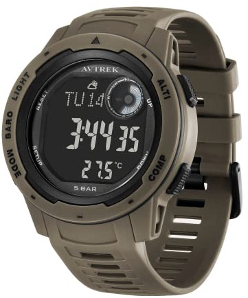 AVTREK Reloj Deportivo Digital Impermeable para Exteriores | Reloj Militar con podómetro, altímetro y brújula Hombres, Mujeres y Adolescentes