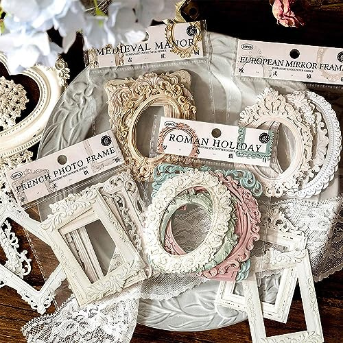 40 hojas de encaje marco de scrapbook,Vintage hueco en relieve marco de fotos material scrapbooking fondo ventana marco scrapbook papel para bricolaje vintage papel diario scrapbook scrapbook